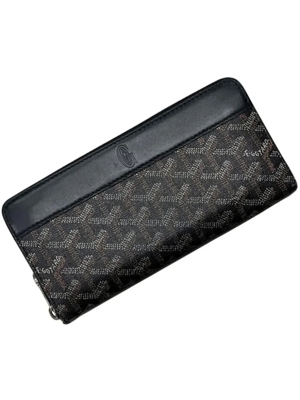 Goyard Zip Around Wallet Matignon GM Round Zip Leather Black Herringbone
